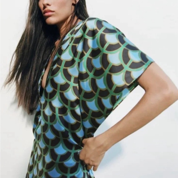 Zara Printed Tunic Geometric Dress Size M - Picture 3 of 9